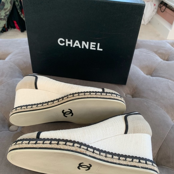🚫SOLD🚫Chanel white beige wedge espadrilles 39.5 - Picture 3 of 12